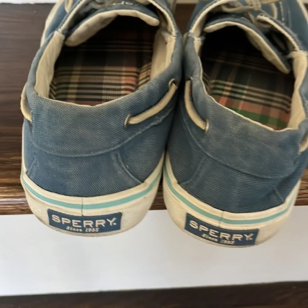 Sperry Topsider Halyard blue chambray sailboat canvas boat yacht deck shoes 10